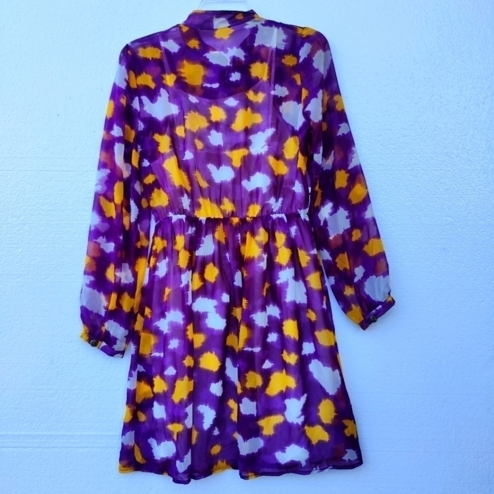Gianni Bini Shear Chiffon Mini Dress. Bow Tie Neck detail, Lined, size S. - Picture 11 of 12